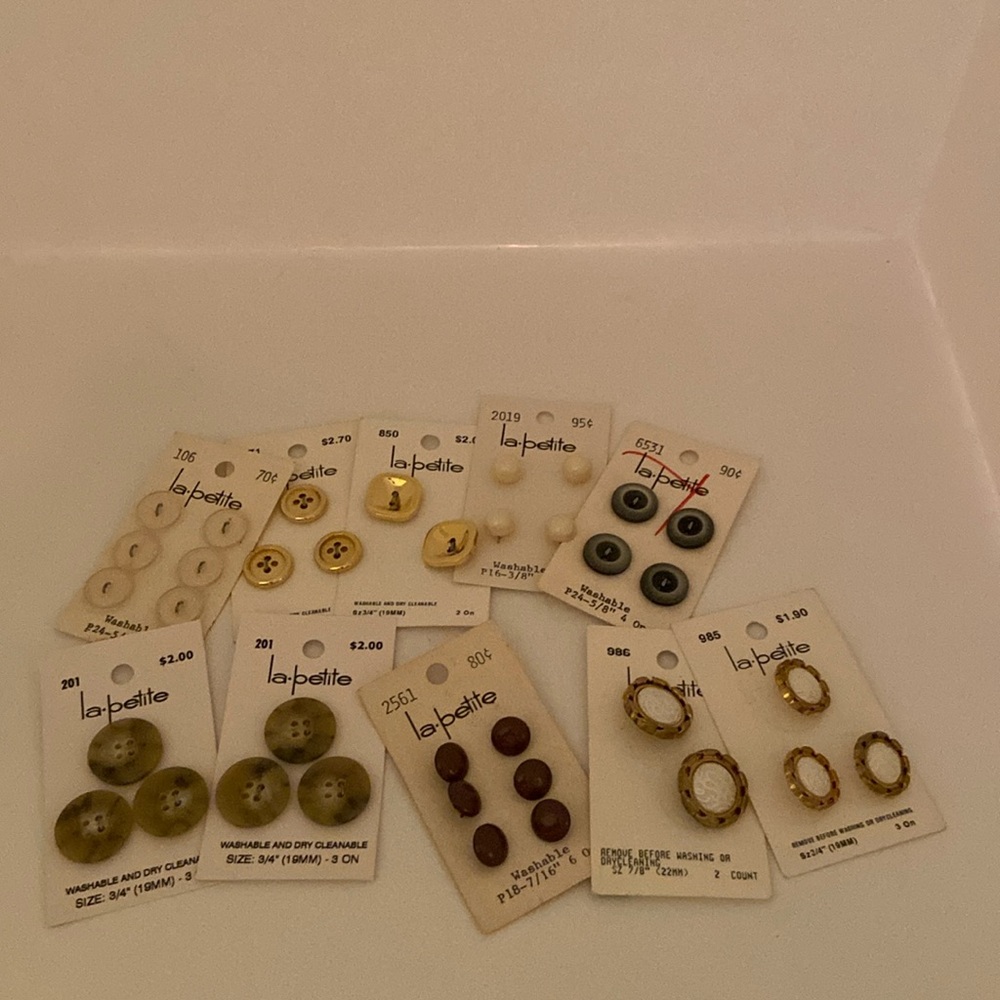#5 Buttons Vintage La Petite Button Lot 10 Packs Various Sizes